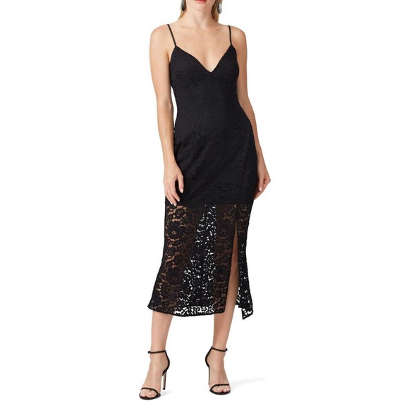 La Maison Talulah Dresses & Skirts - La Maison Talulah Closer To You Black Lace Sleeveless V-Neck Midi Dress Size M